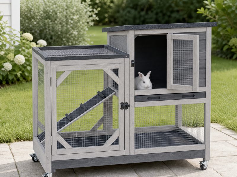 FERNSTEAD Hutch LW03 rabbit hutch in Modern Grey finish