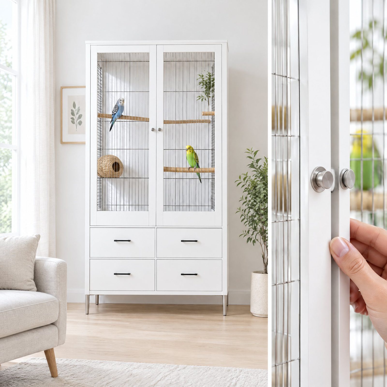 Two-point latch with magnetic closure on the Fernstead AV06 door