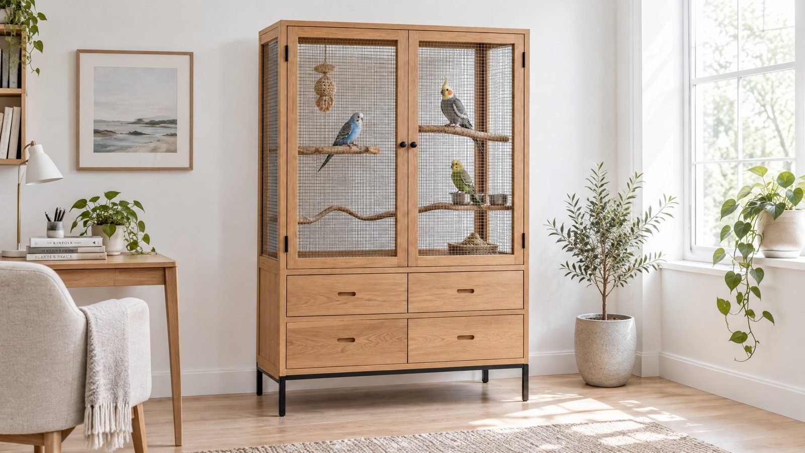 Warm wood-tone version of the Fernstead AV06 in a home study