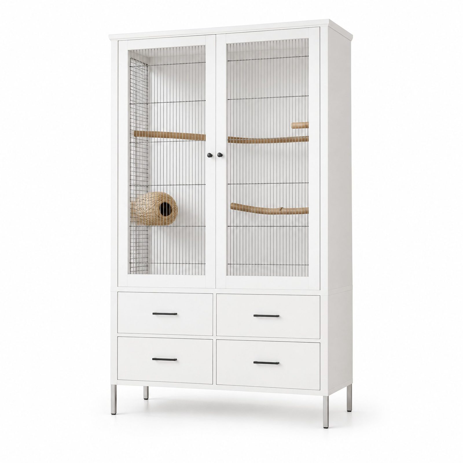Fernstead Aviary AV06 bird cage cabinet, white, front view