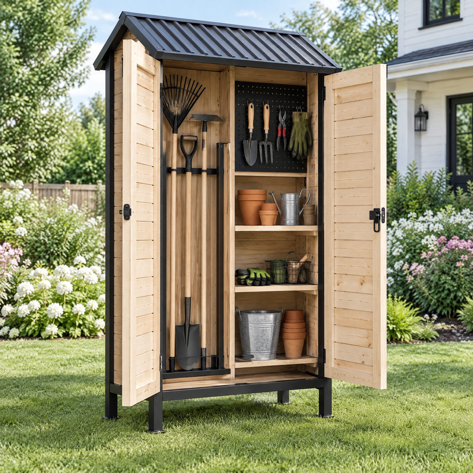 TC07 with the door open showing shelves and tool rack
